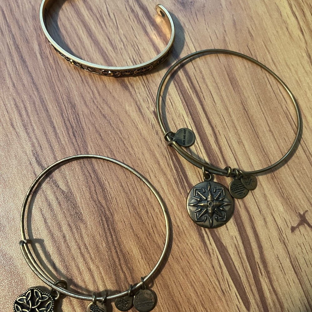 Alex and Ani Gold Charm Bracelets Set